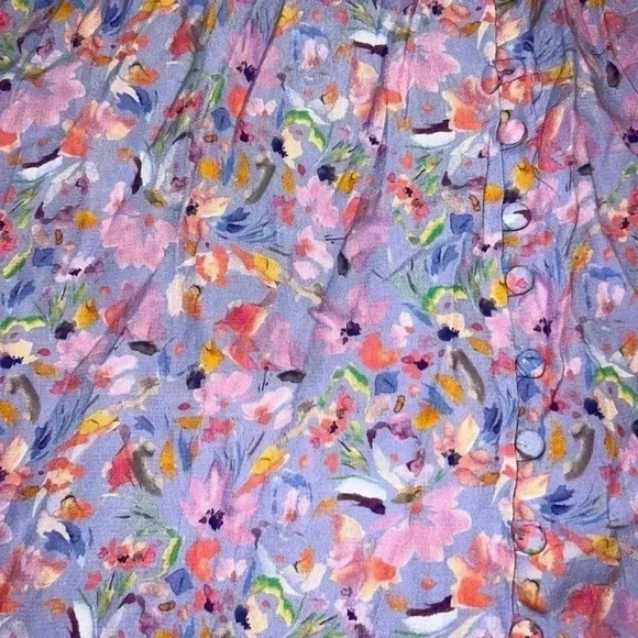 Large OLIVACEOUS Purple Floral Puff Sleeve Dress - Picture 8 of 12